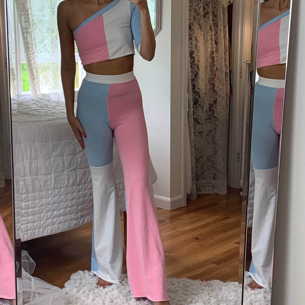 Vintage Colorblock High Waist Flare Pants - Picture 9 of 9